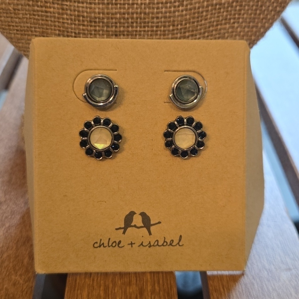 Chloe Isabel Rue Royale Convertible Stud Earrings Navy Silver